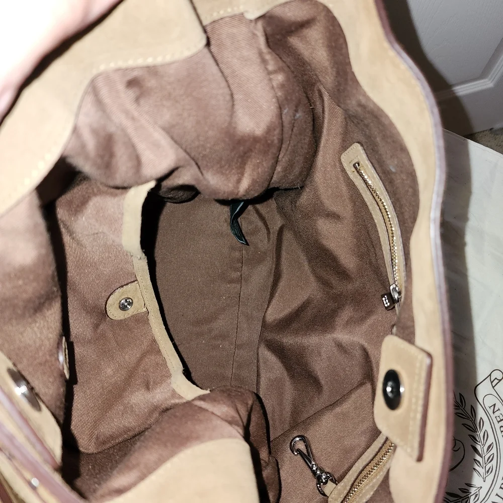 Ralph Lauren Baswick Brown Suede Hobo Bag